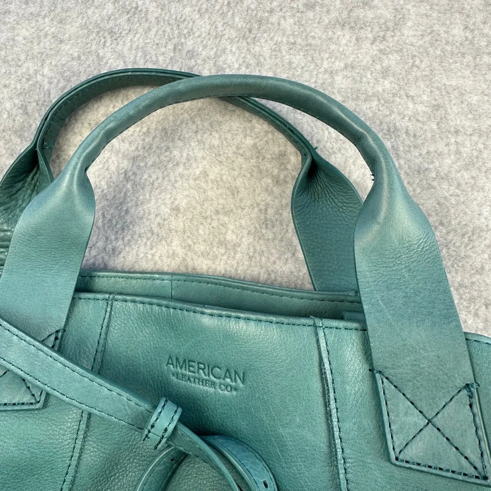 American Leather Co Daiquiri Green Ada Triple Entry Satchel Crossbody Handbag